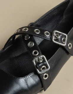 New NÍCOLI BAILARINA NEGRA DOBLE HEBILLA Negros