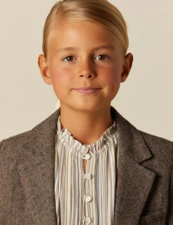 New NÍCOLI BLAZER ESPIGA MARRÓN RY AZUL Marrones