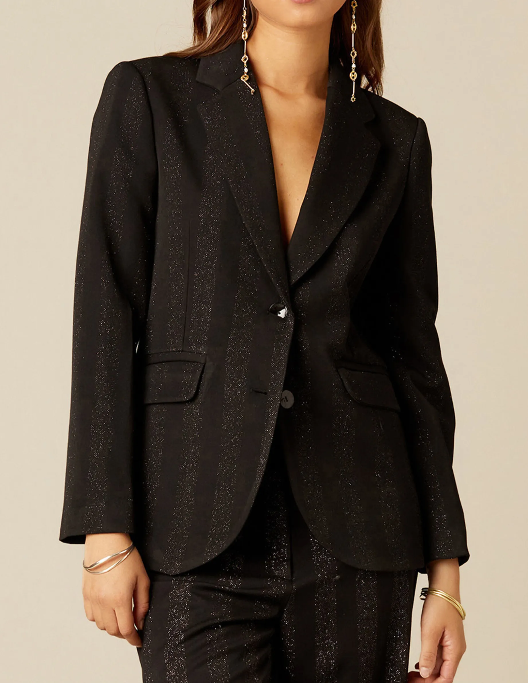 Fashion NÍCOLI BLAZER NEGRO RAYA BRILLO Negros