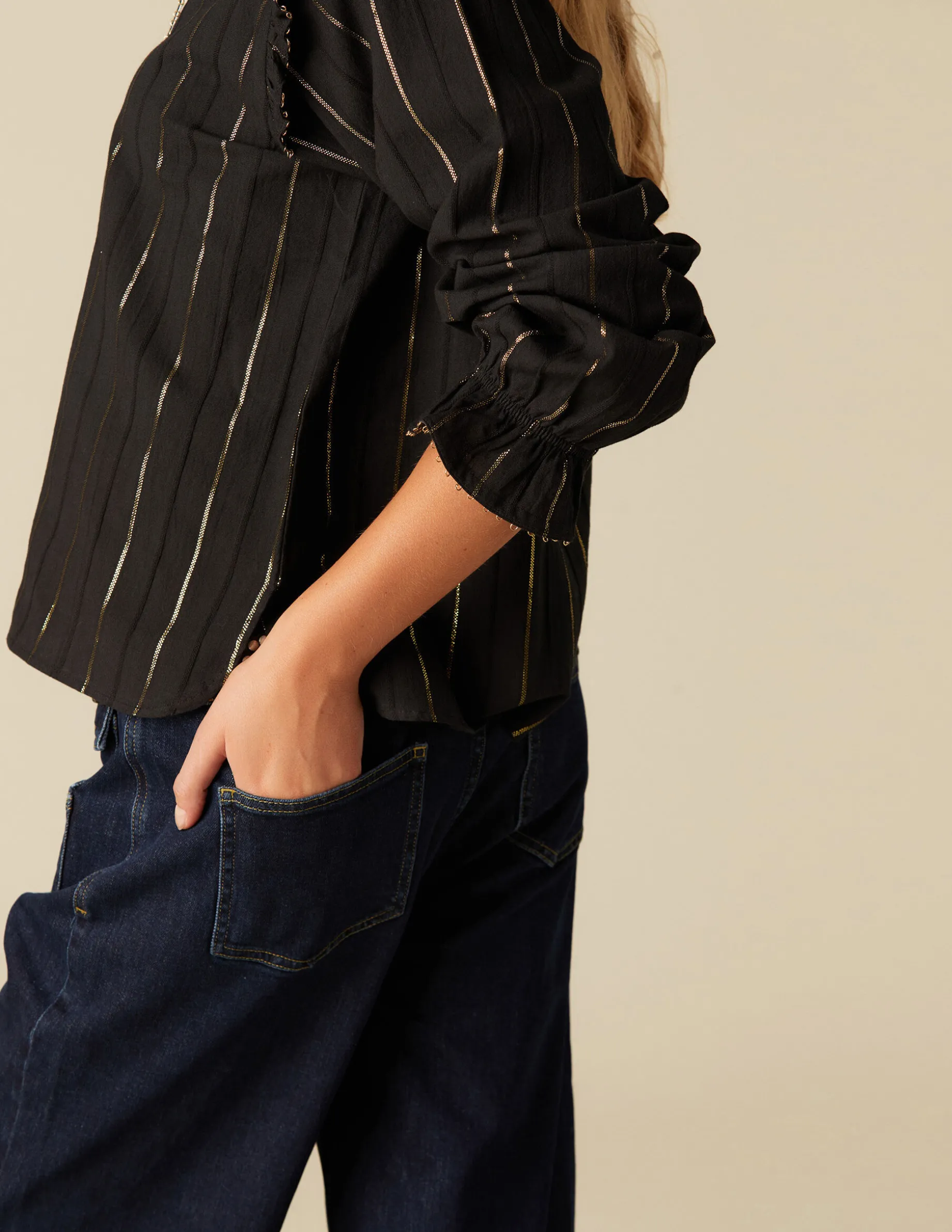 Clearance NÍCOLI CAMISA ANTRACITA LUREX Negros