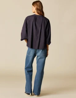 Outlet NÍCOLI CAMISA AZUL BORDADO FLOR Azulesoscuros