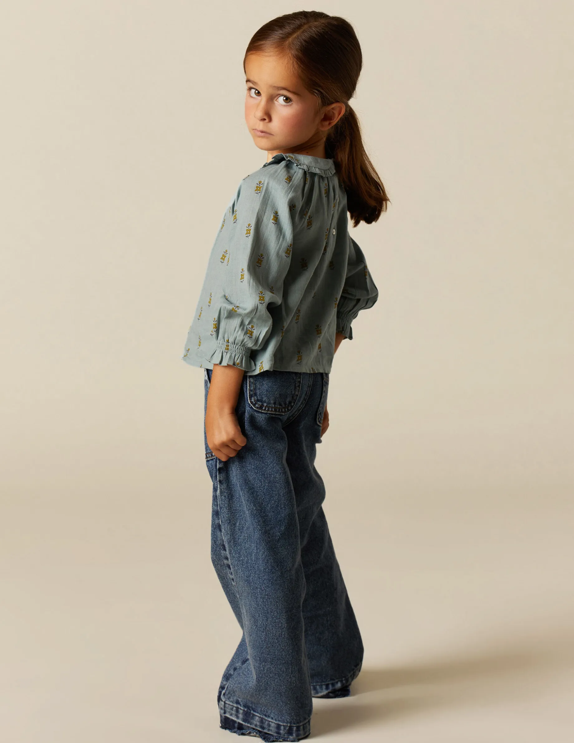 Shop NÍCOLI CAMISA AZUL FLOR PEQUEÑA Azules