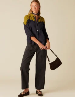 Store NÍCOLI CAMISA BICOLOR Mostaza