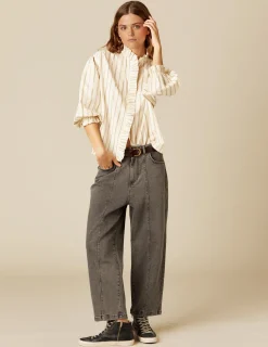 Discount NÍCOLI CAMISA CRUDA RAYA MARRÓN LUREX Marrones