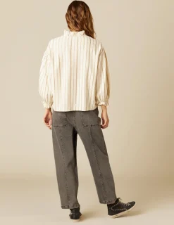 Discount NÍCOLI CAMISA CRUDA RAYA MARRÓN LUREX Marrones