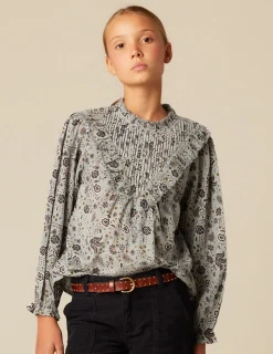 Fashion NÍCOLI CAMISA FLOR HOJA AZUL Azulesclaros