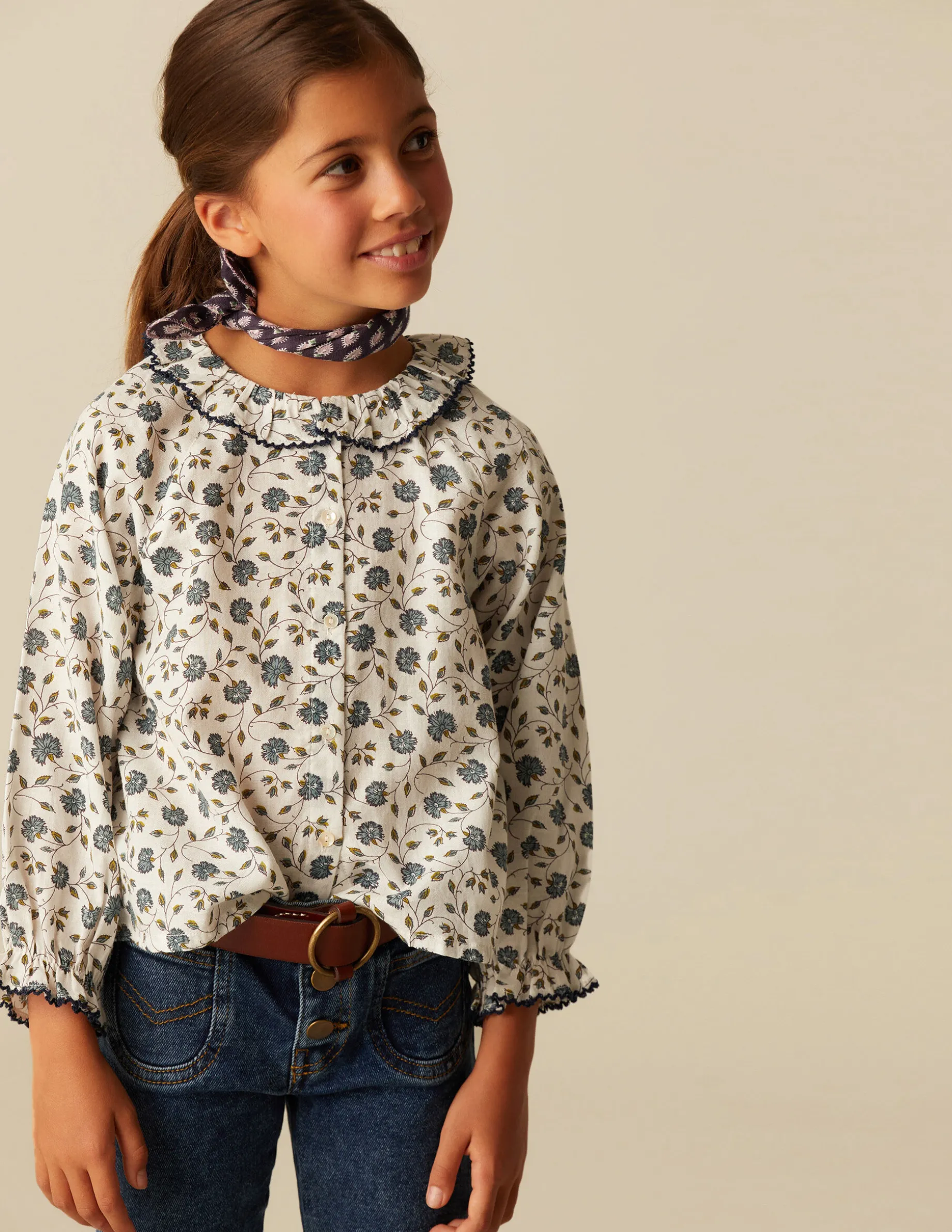 New NÍCOLI CAMISA FLOR PESPUNTE AZUL Azules