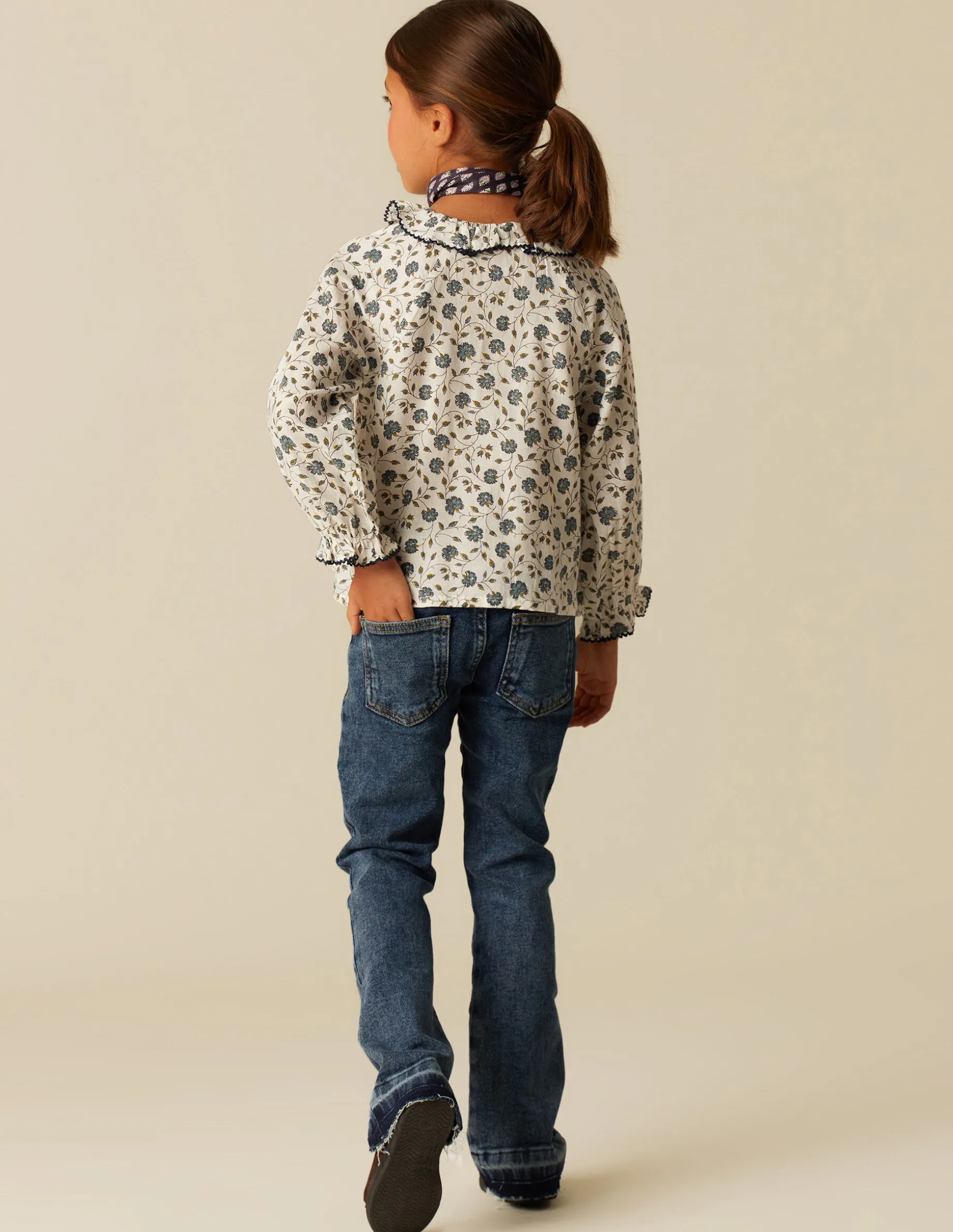 New NÍCOLI CAMISA FLOR PESPUNTE AZUL Azules