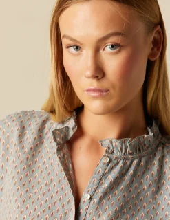 Fashion NÍCOLI CAMISA HOJITAS AZUL Azulesclaros