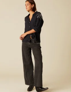 Best Sale NÍCOLI CAMISA PALMERA BEADS Grisesantracitas