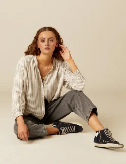 Online NÍCOLI CAMISA RAYA AZUL MOSTAZA Azulesclaros