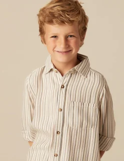 Fashion NÍCOLI CAMISA RAYA AZUL MOSTAZA Azulesclaros