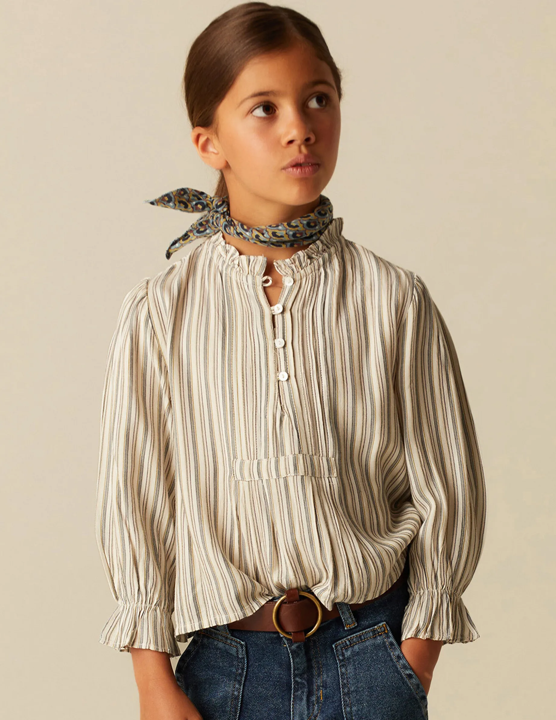 Hot NÍCOLI CAMISA RAYA AZUL MOSTAZA Azulesclaros