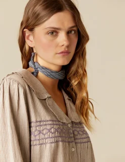 Best Sale NÍCOLI CAMISA RAYA MARRÓN NIDOS Grises