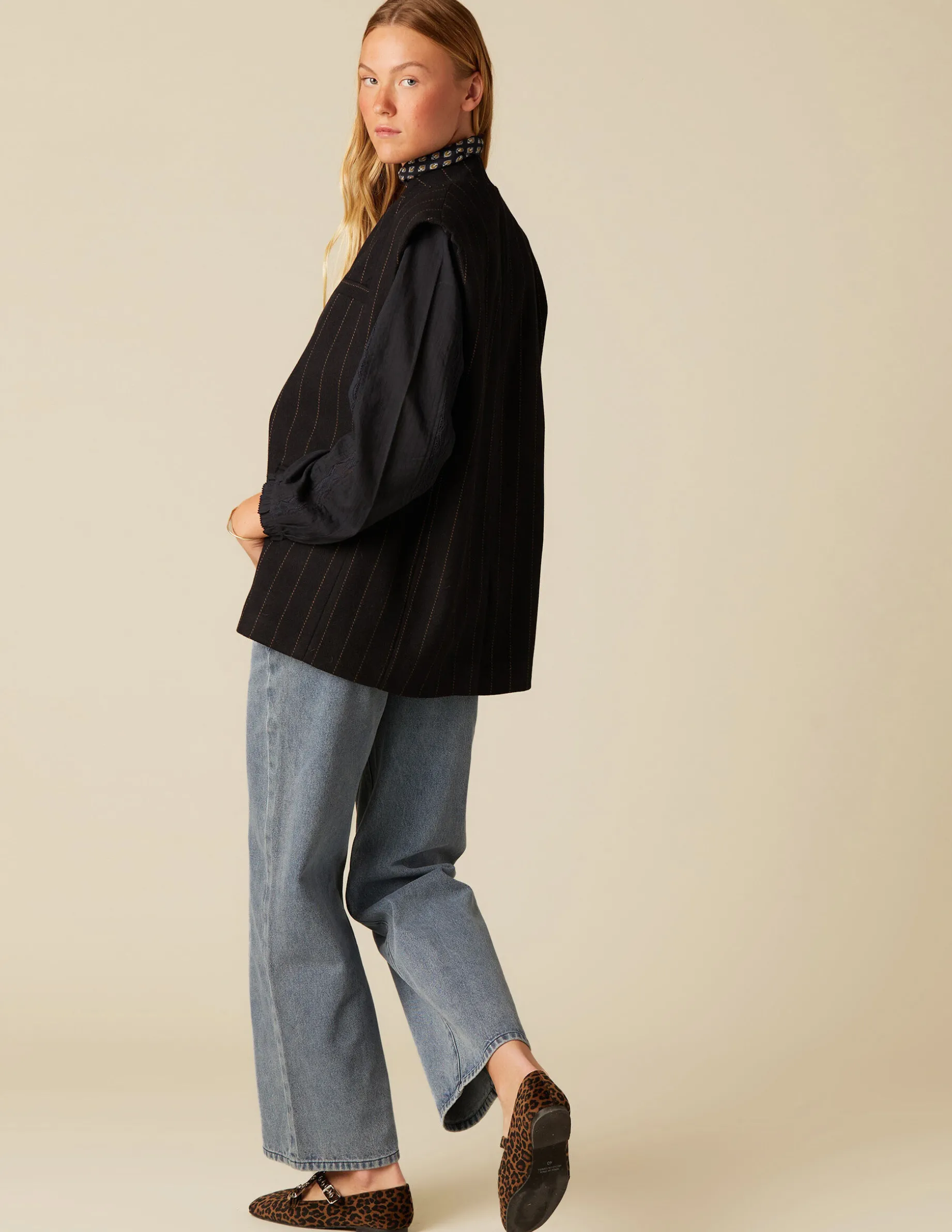 Hot NÍCOLI CHALECO OVERSIZE RAYA Azulesoscuros