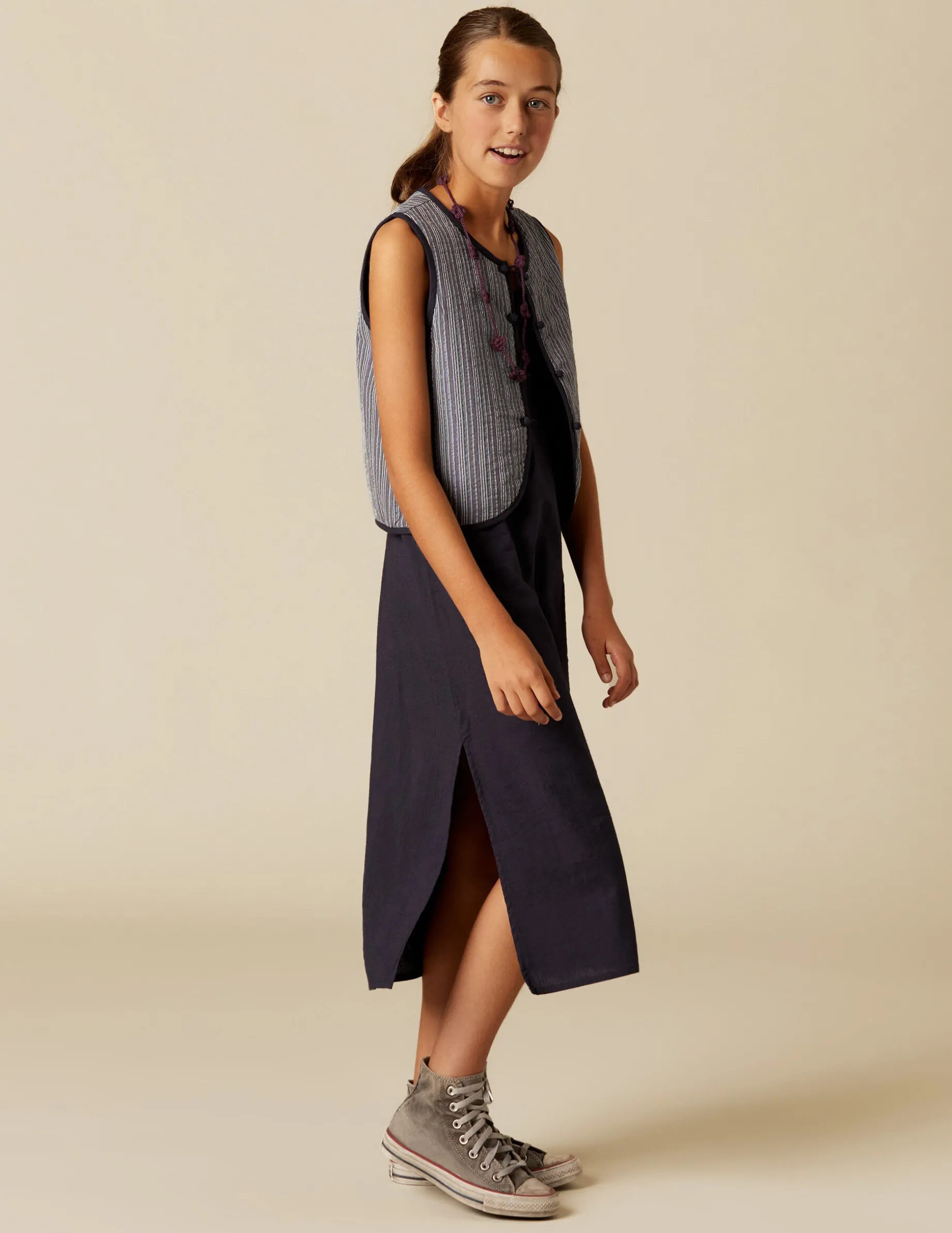 Shop NÍCOLI CHALECO RAYA AZUL LUREX Azulvaquero