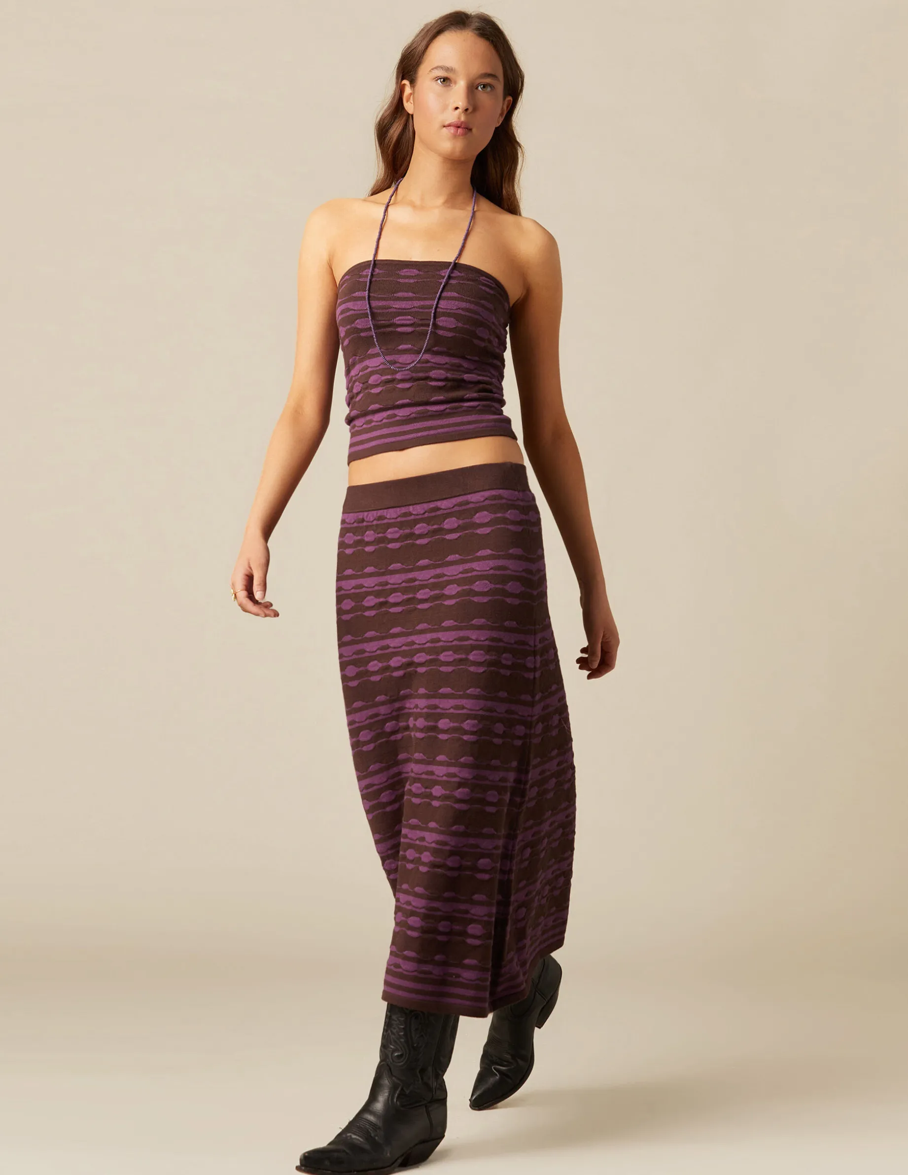 Store NÍCOLI FALDA BICOLOR MARRÓN Y Mora