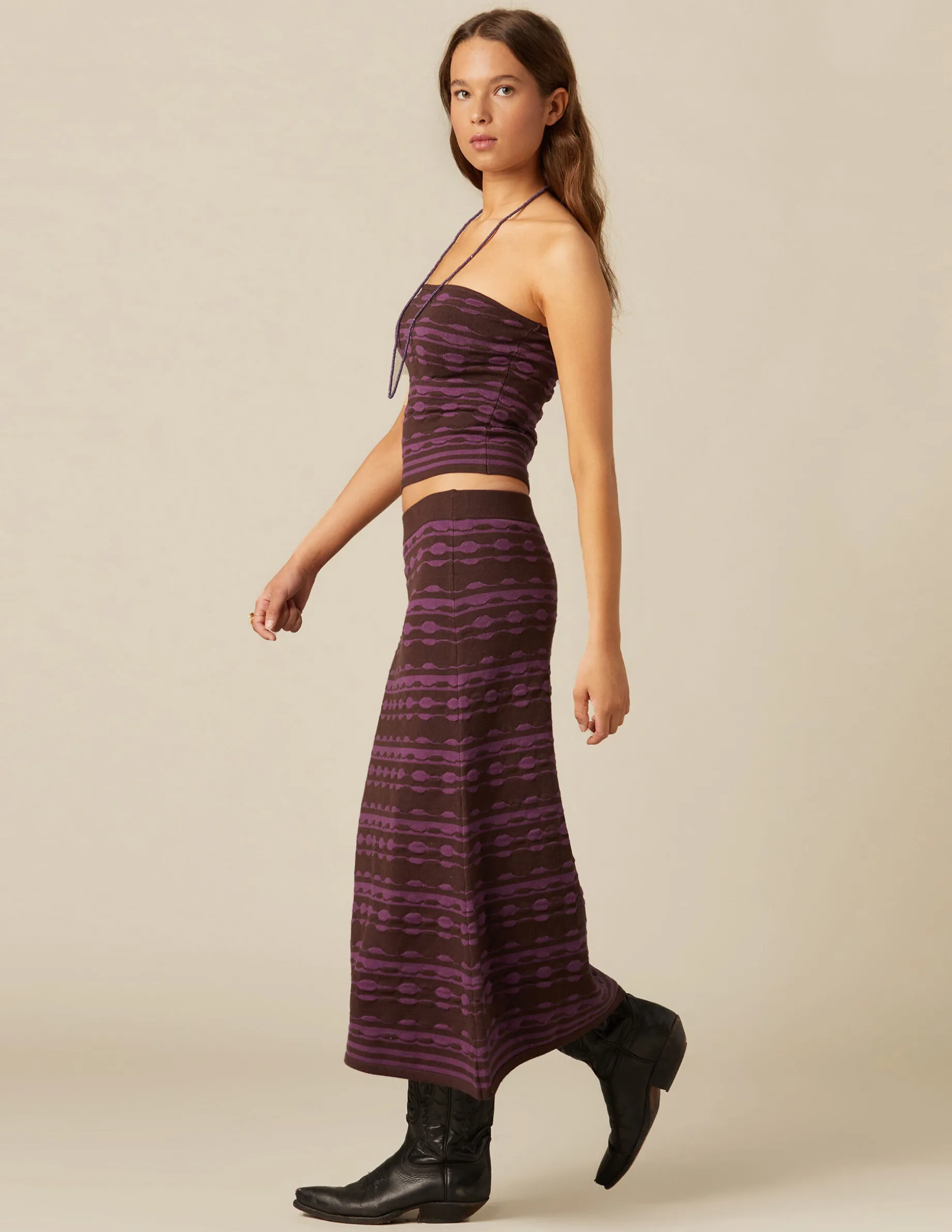 Store NÍCOLI FALDA BICOLOR MARRÓN Y Mora