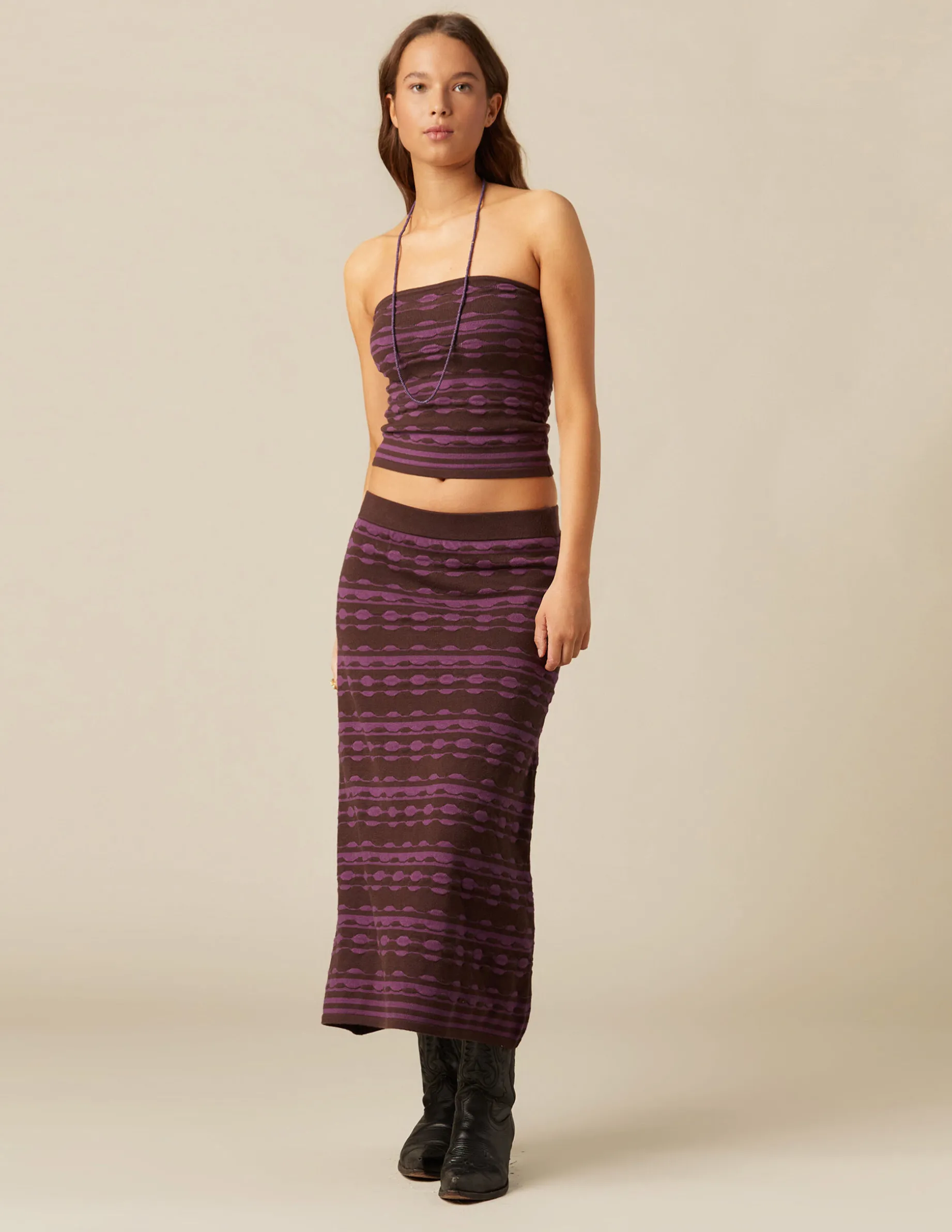 Store NÍCOLI FALDA BICOLOR MARRÓN Y Mora