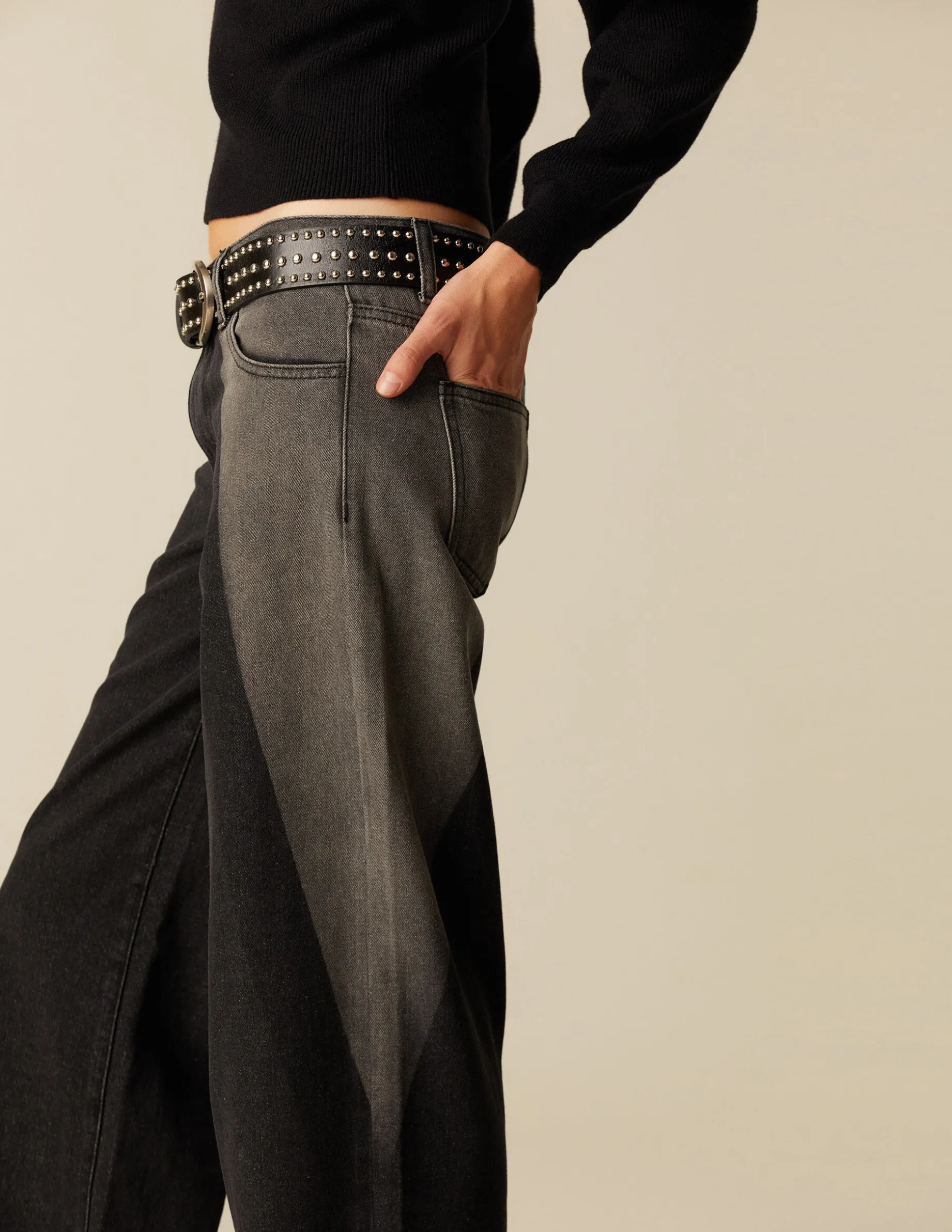 Shop NÍCOLI PANTALÓN BICOLOR ANTRACITA Y GRIS Azulvaquero