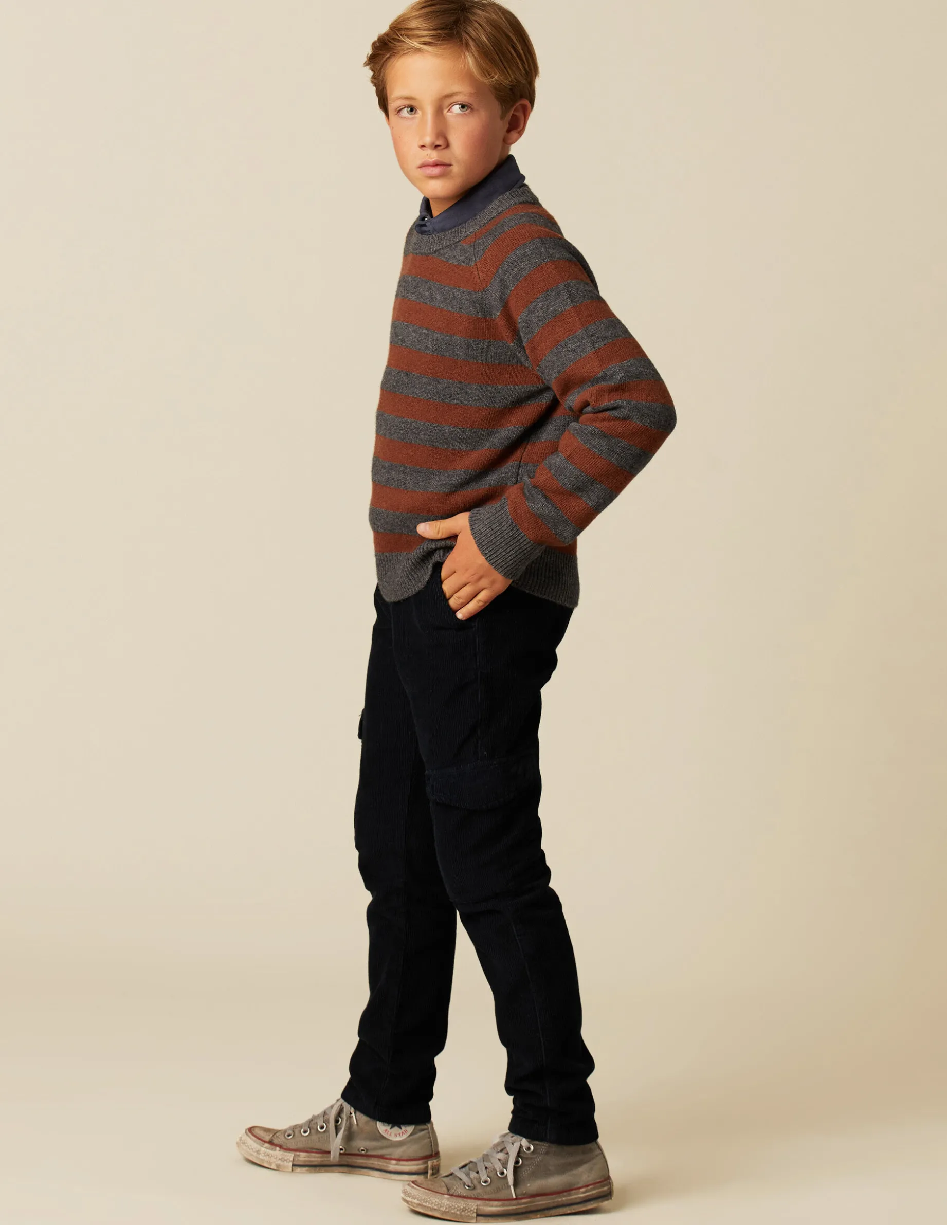 Cheap NÍCOLI PANTALÓN CARGO LARGO PANA AZUL Grisesantracitas