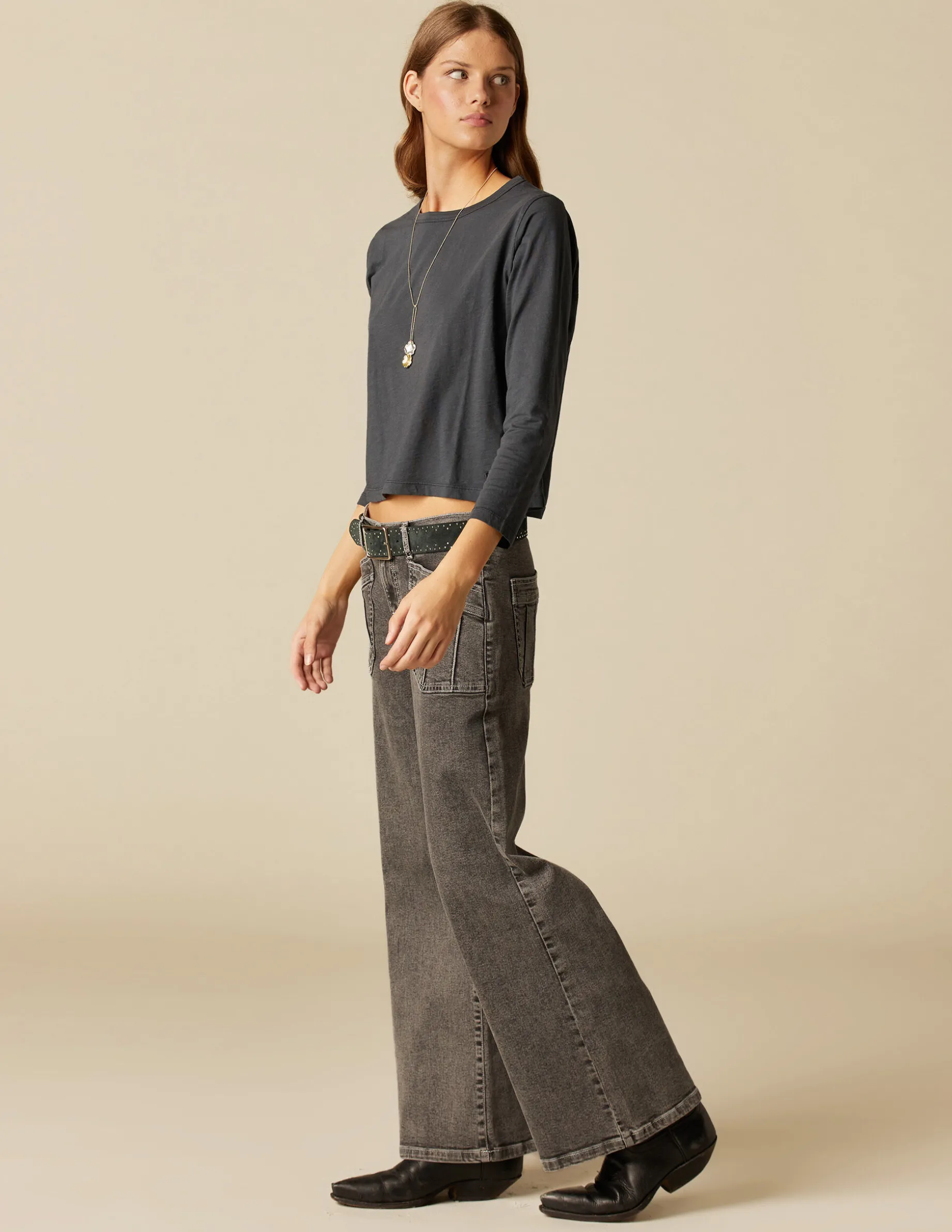 Sale NÍCOLI PANTALÓN GRIS BOLSILLOS COSTURAS Grises