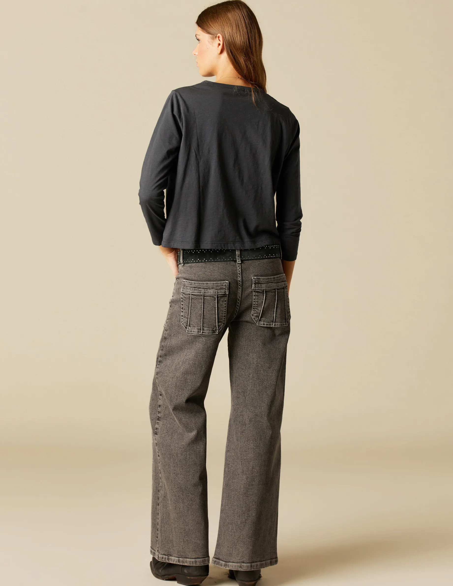 Sale NÍCOLI PANTALÓN GRIS BOLSILLOS COSTURAS Grises