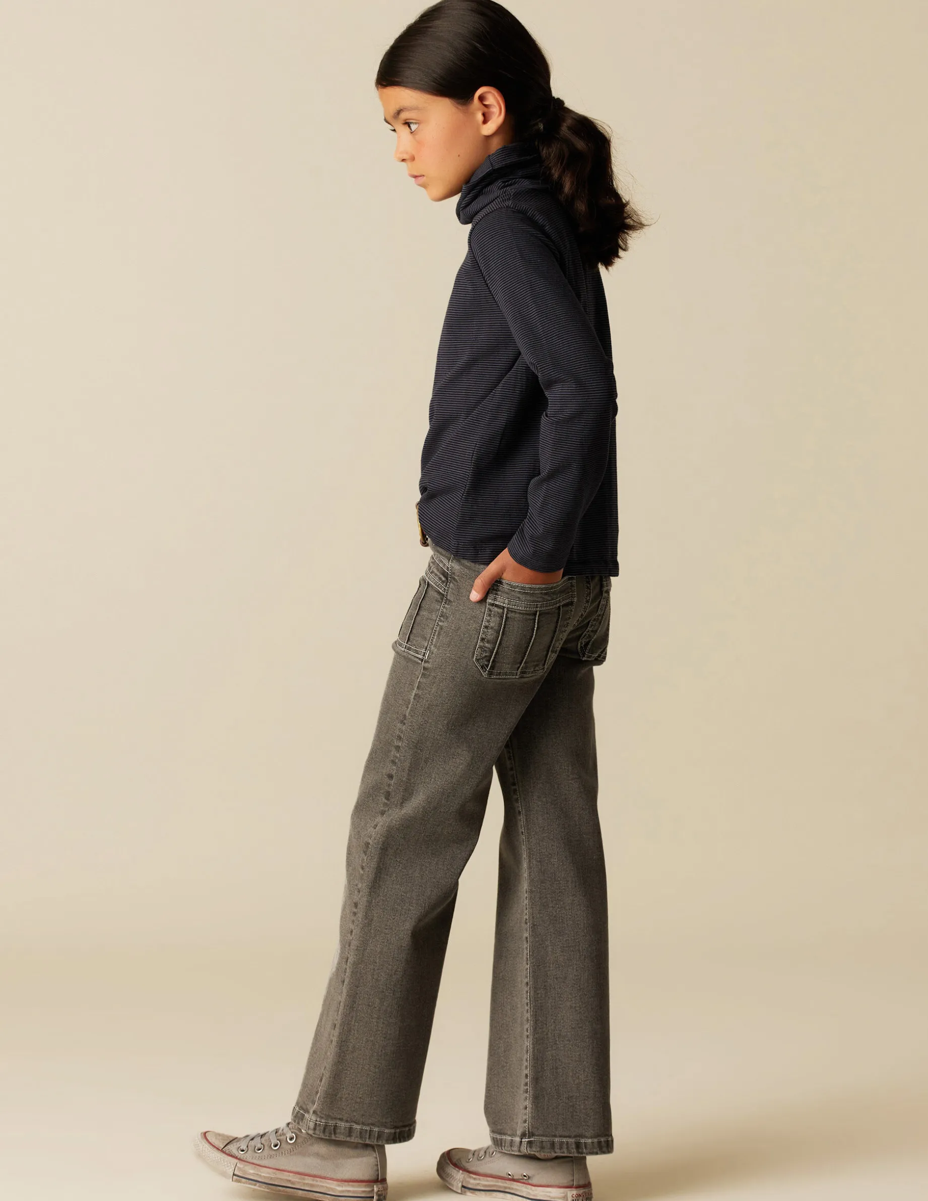 New NÍCOLI PANTALÓN GRIS BOLSILLOS COSTURAS Grises