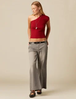 Shop NÍCOLI PANTALÓN LOW WAIST DOBLE BOTÓN GRIS Grises