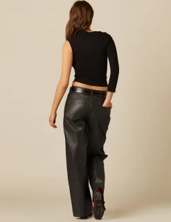 Best NÍCOLI PANTALÓN NEGRO COSTURAS ENCERADO Negros