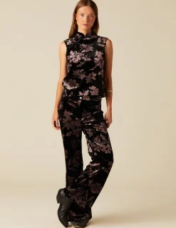 Best NÍCOLI PANTALÓN TERCIOPELO FLOR Mora