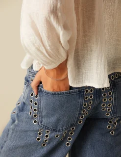 Sale NÍCOLI PANTALÓN VAQUERO AZUL MIX TACHUELAS Azules