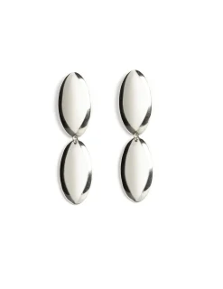 Cheap NÍCOLI PENDIENTE ÓVALO PLATEADO Metalizados