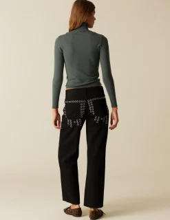 Discount NÍCOLI TOP ABERTURA ESCOTE CUELLO VUELTO VERDE Verdes