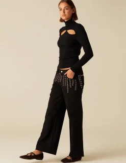 Best NÍCOLI TOP ABERTURA ESCOTE CUELLO VUELTO NEGRO Negros