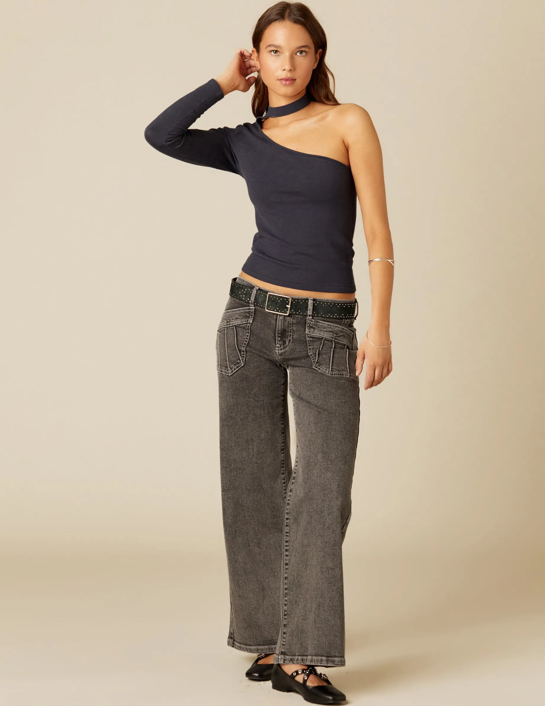 Best NÍCOLI TOP ASIMéTRICO ABERTURA ESCOTE AZUL Azulesoscuros