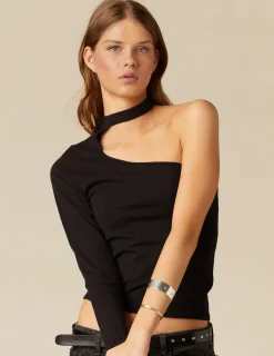 Clearance NÍCOLI TOP ASIMéTRICO ABERTURA ESCOTE NEGRO Negros