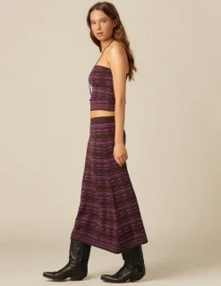 Clearance NÍCOLI TOP BICOLOR MARRÓN Y Mora