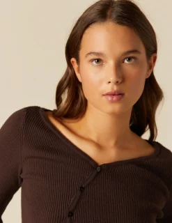 Flash Sale NÍCOLI TOP CRUCE BOTONES MARRÓN Marrones