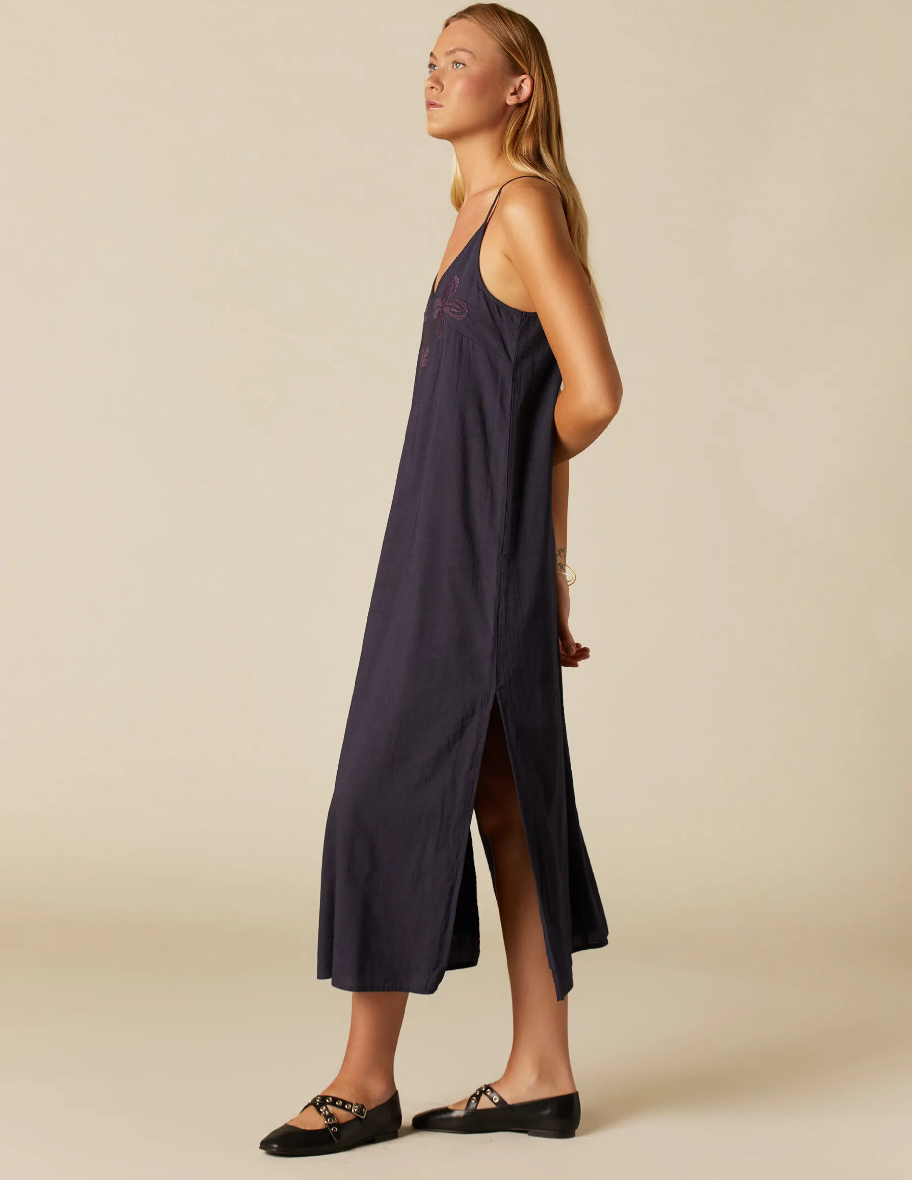 Cheap NÍCOLI VESTIDO AZUL TIRANTES BORDADO Azulesoscuros