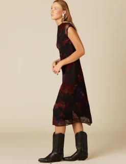 New NÍCOLI VESTIDO FLOR TULLE NEGRO Morados