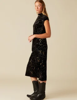 Discount NÍCOLI VESTIDO TERCIOPELO FLOR ROJO/DORADO Rojos